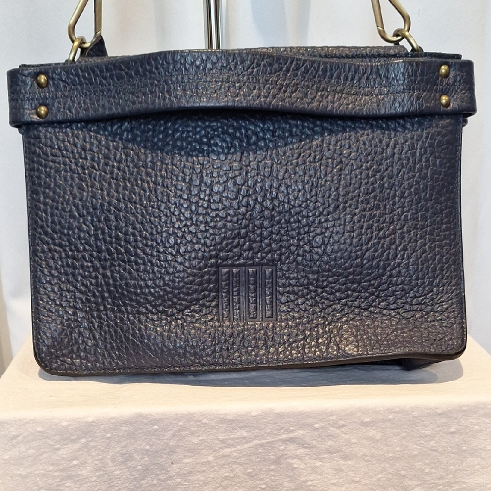 MOO Norway Blue Pebble Leather Carrier Bag